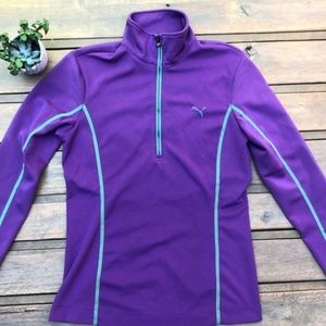 Puma Track Running Jogger Jacket 1/4 Zip Mock Neck